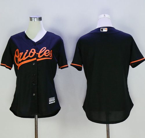 Orioles Blank Black Women's Alternate Stitched MLB Jersey - Click Image to Close